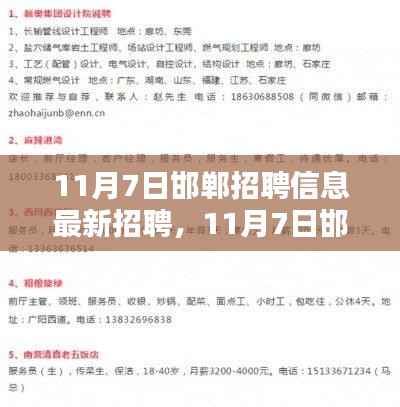 11月7日邯郸最新招聘信息揭秘,企业招聘火热进行中,求职者福音
