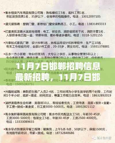 11月7日邯郸最新招聘信息揭秘,企业招聘火热进行中,求职者福音