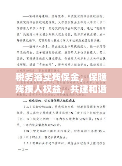 税务落实残保金，保障残疾人权益，共建和谐社会公平梦